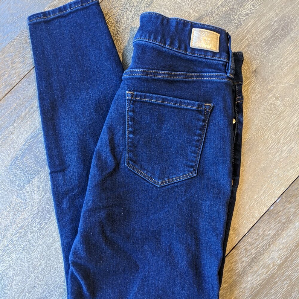 Anne Klein AK Skinny Ankle, 5 Pocket Dark Wash Blue Denim Women's Jeans, Size 10
